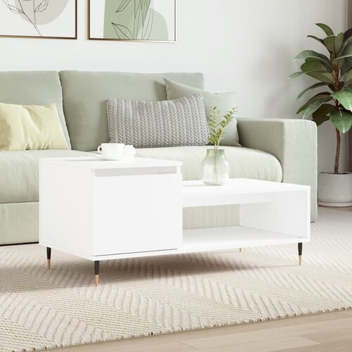  The Living Store Klubska mizica Bela 100x50x45 cm inženirski les - Klubska Mizica, (21502200) Slike