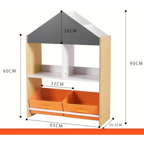 Ginger Home Етажерка за играчке и књиге Црна Табла за Писање, Кућица, Дрво Slike