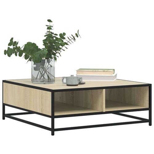 vidaXL Stol za kavu Sonoma hrast 80x80x30 cm Konstruirano drvo i metal Cene