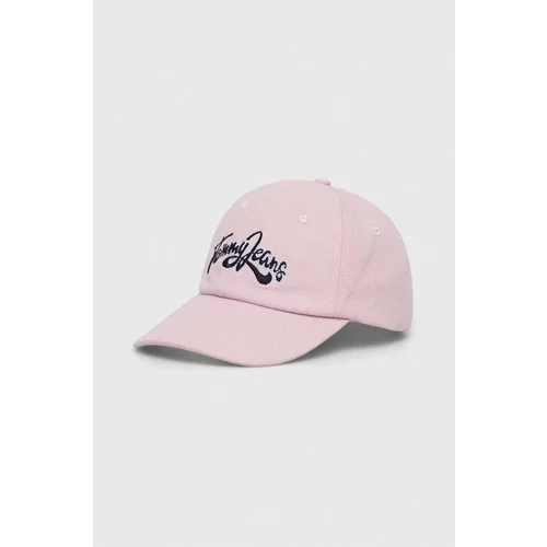 Tommy Jeans Bombažna bejzbolska kapa roza barva