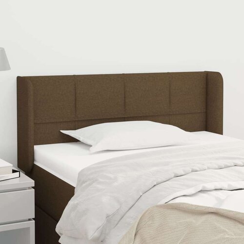  Vzglavje z u&amp;scaron;esi temno rjavo 103x16x78/88 cm blago, (20736255) Slike