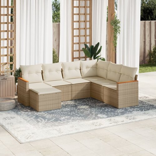 vidaXL 7-dijelni set vrtnih sofa od poliratana s jastucima bež Cijene