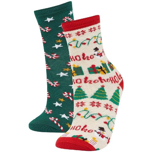 Defacto Boy's Christmas Themed 2-Pack Cotton Long Socks Cene