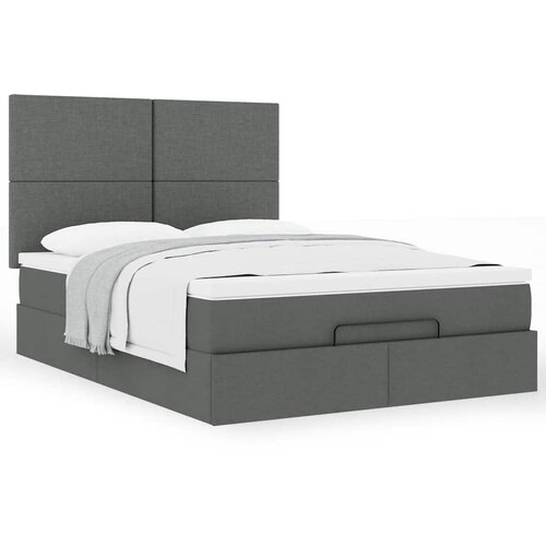 VidaXL Otomanski okvir kreveta s madraca tamnosivi 140x200cm tkanine Slike