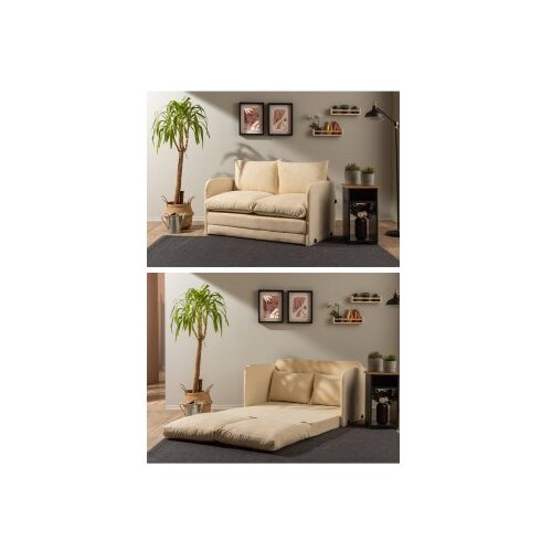 Atelier Del Sofa Dvosjed na razvlačenje Saga, 128 x 70 x 66 cm, Krem Slike