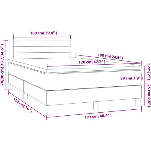 Krevet s oprugama i madracem LED smeđesivi 120x190cm od tkanine Slike