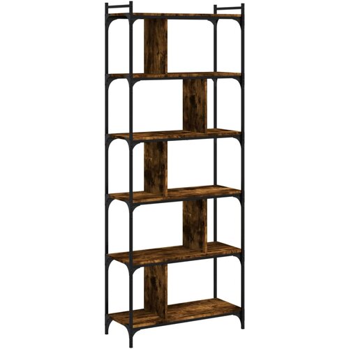 Maison Chic Knjižna omara - Knjižni regal 6-nadstropna dimljen hrast 76x32x192 cm inž. les, (21725170) Slike