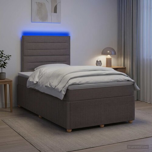  LED okvir za krevet s madracem Sivosmeđa 120 x 200 cm Tkanina Slike
