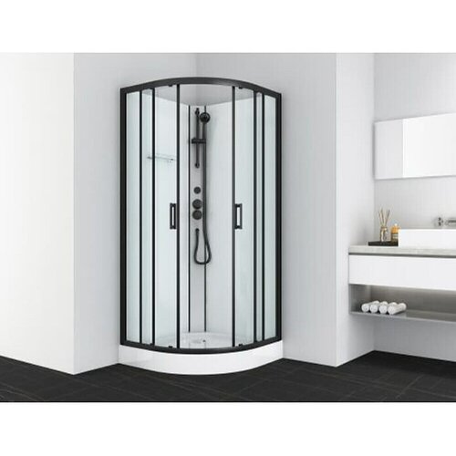 Sanotechnik Quickline Kompletni tu&scaron; Dallas (90 x 90 x 210 cm, Bela/Črna, Upognjene oblike) Cene