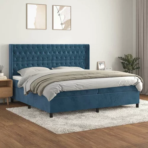  Box spring postelja z vzmetnico temno modra 200x200 cm žamet, (20761256)