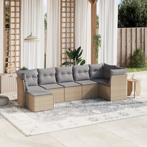 vidaXL 7-dijelni set vrtnih sofa s jastucima bež od poliratana Cijene