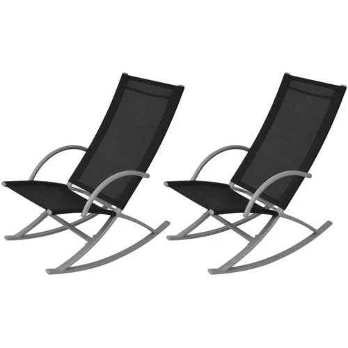  Vrtni gugalni stoli 2 kosa jeklo in tekstil črne barve