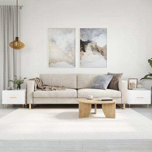 VidaXL Klubska mizica 2 kosa visok sijaj bela 50x50x40 cm inžen. les Slike