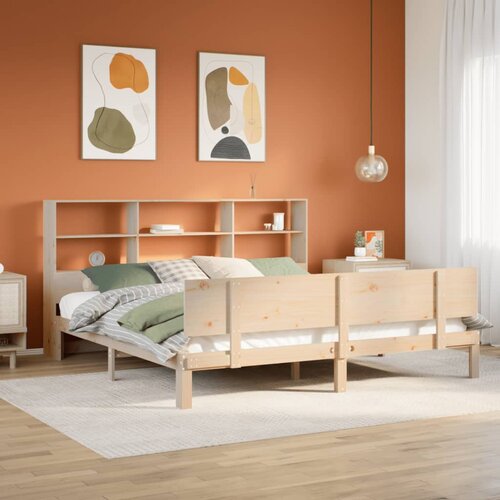 vidaXL Krevet s regalom za knjige bez madraca 200 x 200 cm od borovine Cijene