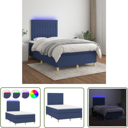 The Living Store Box spring postelja z vzmetnico LED modra 120x200 cm blago - Box Spring Postelja, (21737170) Cene