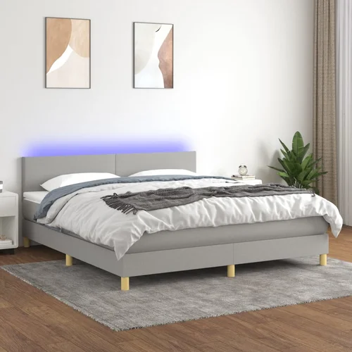 The Living Store Box spring postelja z vzmetnico LED sv. siva 180x200 cm blago - Box Spring Postelja, (21518149)