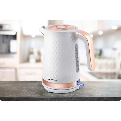 Berdsen BD-705 električno kuhalo za vodo 1,7 L 2200 W &amp;ndash; kovinsko, 360&amp;deg; baza, bela-bakrena Slike