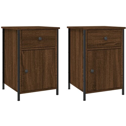 Maison Chic Dvo delni komplet Nočne omarice - Nočne mize rjavi hrast 40x42x60 cm inženirski les, (21689155) Slike