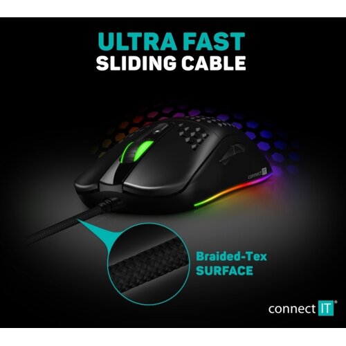 Connect IT CMO-5511-BK - LED RGB žični gejmerski mi&amp;scaron; 200-12800 DPI crne boje Slike