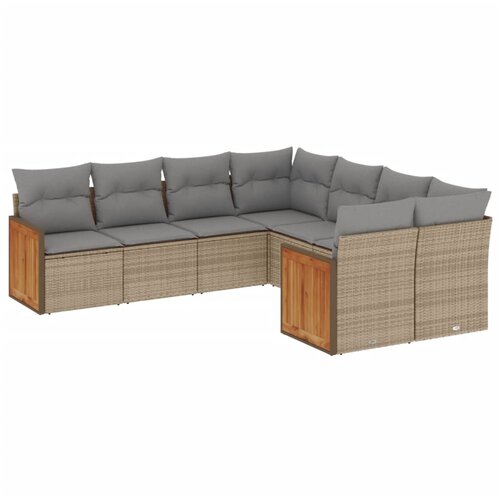 vidaXL 8-dijelni set vrtnih sofa od poliratana s jastucima bež Cijene