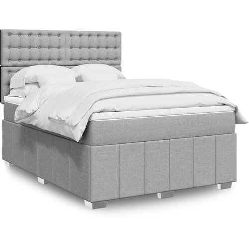  Krevet box spring s madracem svjetlosivi 140x200 cm od tkanine Cijene