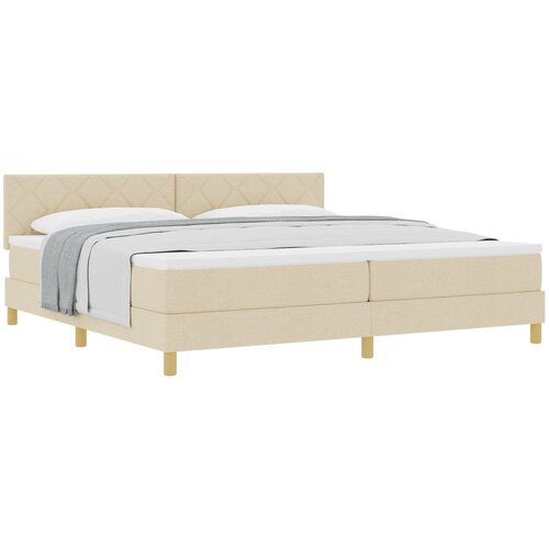 VidaXL Krevetska podloga s madracem Krem 200x200 cm Tkanina Slike