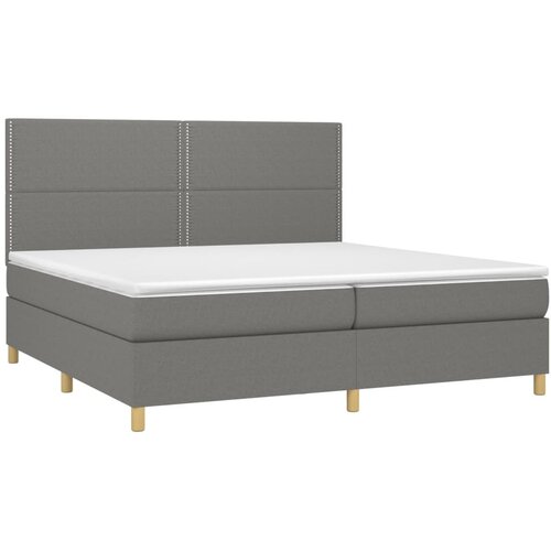  Krevet s oprugama i madracem tamnosivi 200 x 200 cm od tkanine Slike