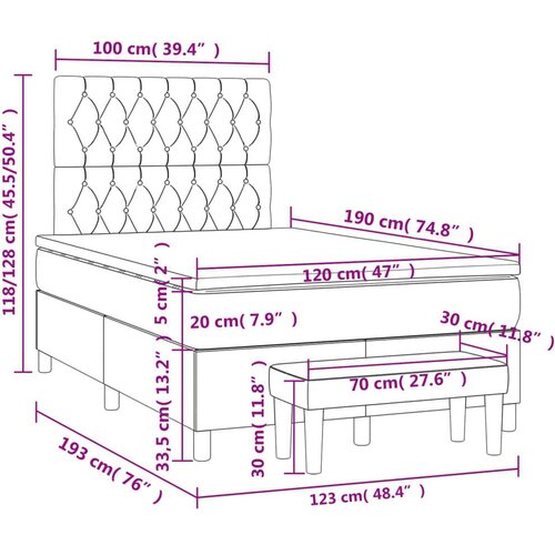 VidaXL Krevet box spring s madracem crni 120 x 190 cm bar&amp;scaron;unasti Slike