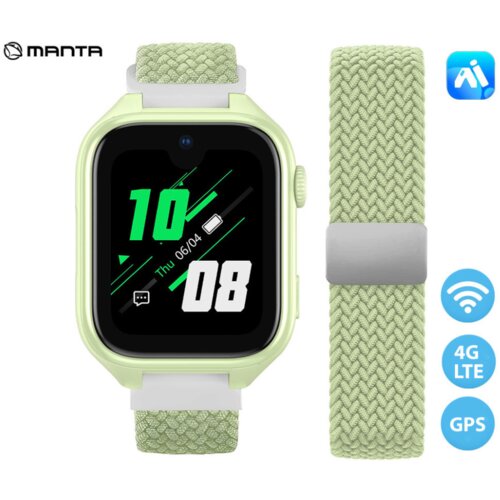  Otroška pametna ura Manta Stelio Junior Pro AI 4G - zelena Cene