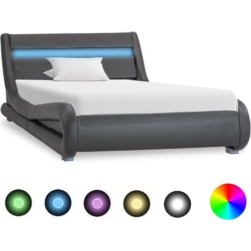 VidaXL posteljni okvir LED sivo umetno usnje 100x200 cm Slike