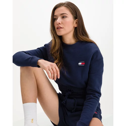 Tommy Jeans Super Cropped Badge Pulover Modra