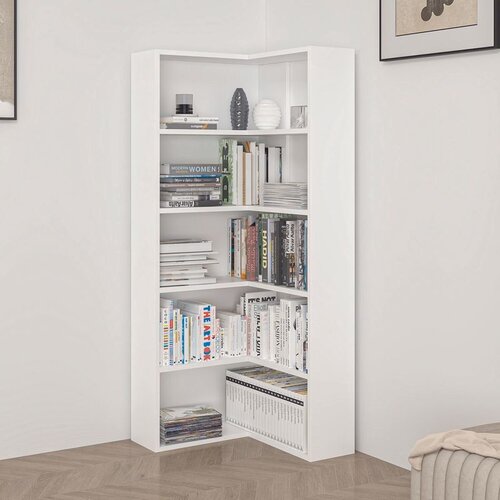 Hanah home polica za knjige Adel 4 Shelf Corner, 60&amp;times;60 cm, bela Slike