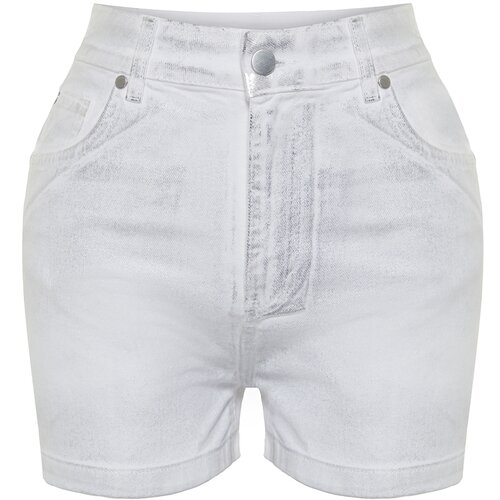 Trendyol White Shiny Metallic Printed Shorts & Bermuda Slike