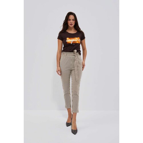 Moodo LADIES TROUSERS L-SP-4015 BROWN_OFF WHITE Slike