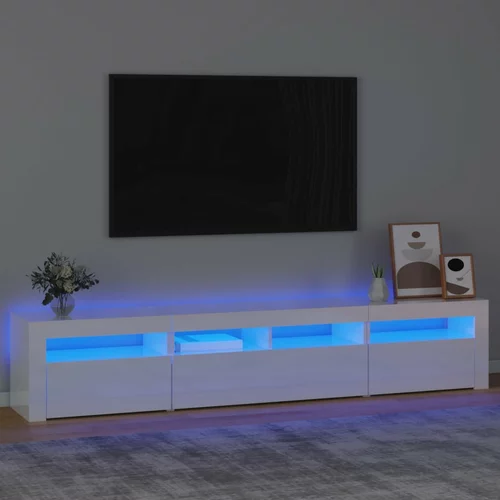 vidaXL TV omarica z LED lučkami visok sijaj bela 210x35x40 cm