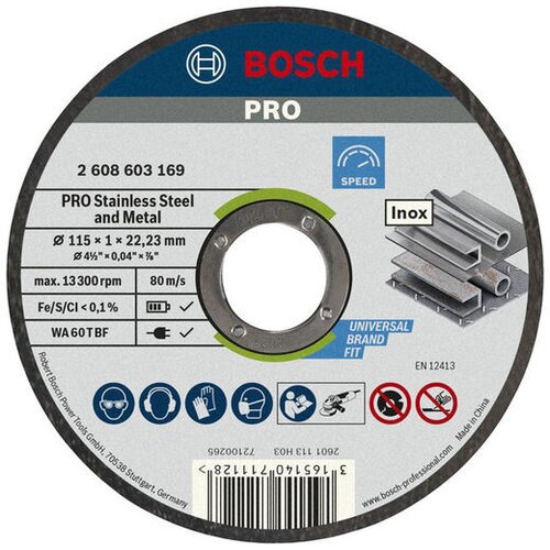 Bosch Lepljena rezna ploča PRO Stainless Steel and Metal za male ugaone brusilice, otvor 22,23mm 2608603254 Cene