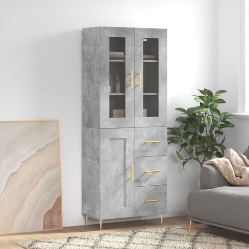  The Living Store Visoka komoda betonsko siva 69,5x34x180 cm inženirski les - Visoka Omarica, (21445301) Slike