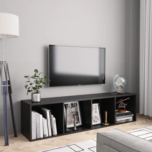 VidaXL Knjižna / TV omara črna 143x30x36 cm Slike