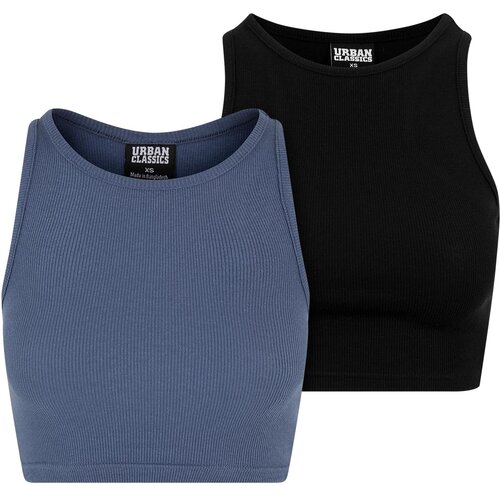 UC Ladies women's cropped rib top - 2 pack blue+black Cene