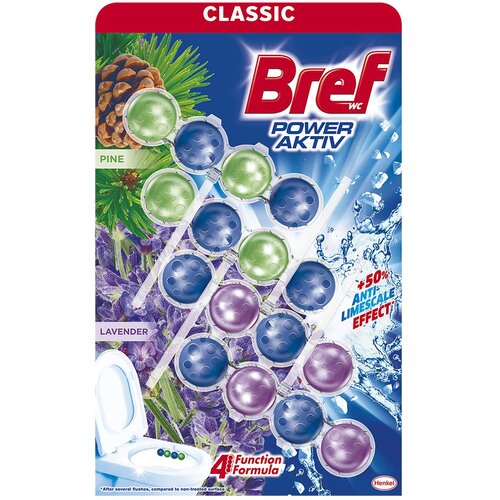 Bref Osveživač za WC &amp;scaron;olju Pine&amp;amp;Lavanda, Kuglice, 50g, 4 komada Slike