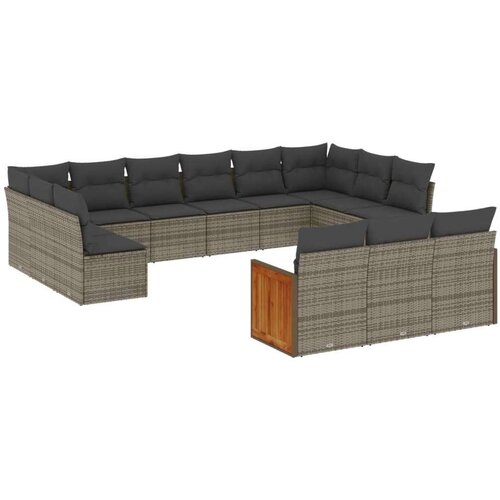  13-dijelni set vrtnih sofa od poliratana s jastucima sivi Slike