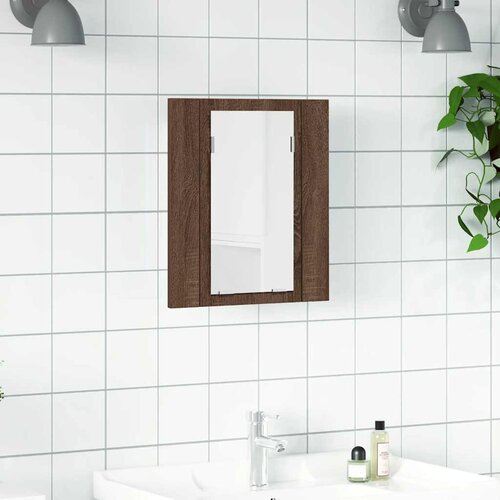  LED kupaonski ormarić s ogledalom boja hrasta 40x12x45cm drveni Cene