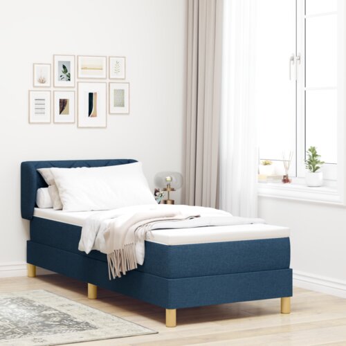 Box Spring Krevet s Madracem - Plava - 80x200 cm - Tkanina Cijene