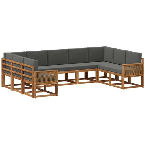 vidaXL Zunanja garnitura za sedenje 9 pcs Naravna in antracitna, (5000280069) Cene