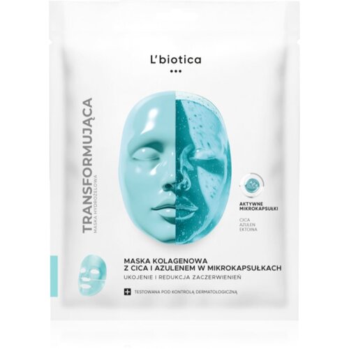L´Biotica Transforming Collagen Mask with CICA and Azulene in Microcapsules kolagenska maska protiv crvenila kože 1 kom Cijene