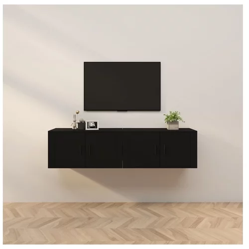  Stenska TV omarica 2 kosa črna 80x34,5x40 cm