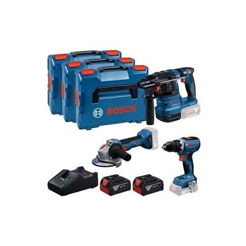 Bosch SET 3 ALATA GBH 18V-22 + GWS 18V-8 + GSR 18V-65 + 2x BATERIJE GBA 18V 5 Ah I PUNJAČ 18V-40 + 3 x L-BOXX 136 Cijene