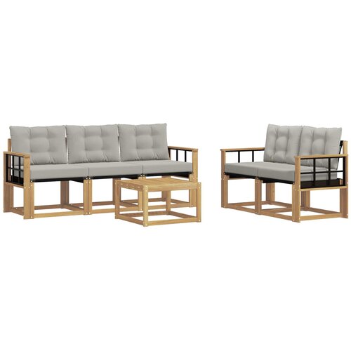 vidaXL Zunanja garnitura za sedenje 6 pcs Bela in svetlo siva, (5000280658) Cene