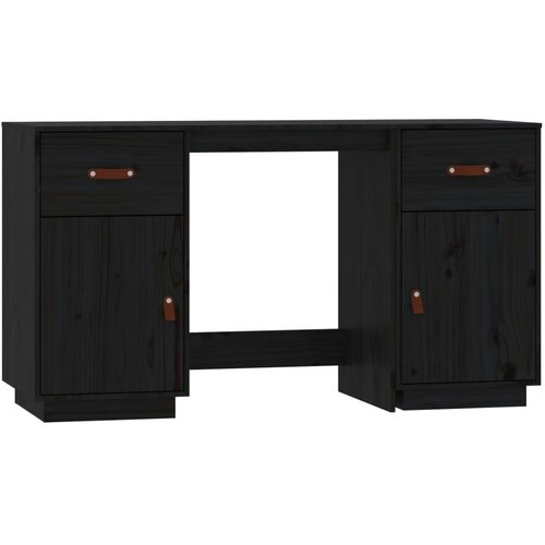 Maison Chic Pisalna miza - pisarniška miza - Računalniška miza z omaricama črna 135x50x75 cm trdna borovina, (21785700) Cene