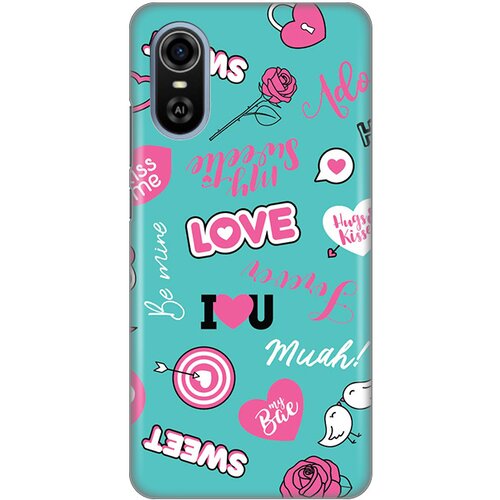 Silikonska maska za ZTE Blade A31 Plus Love Print tirkizna tirkizna Slike